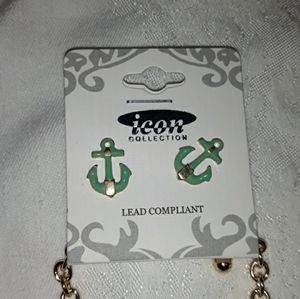 Teal & Gold Anchor Necklace
